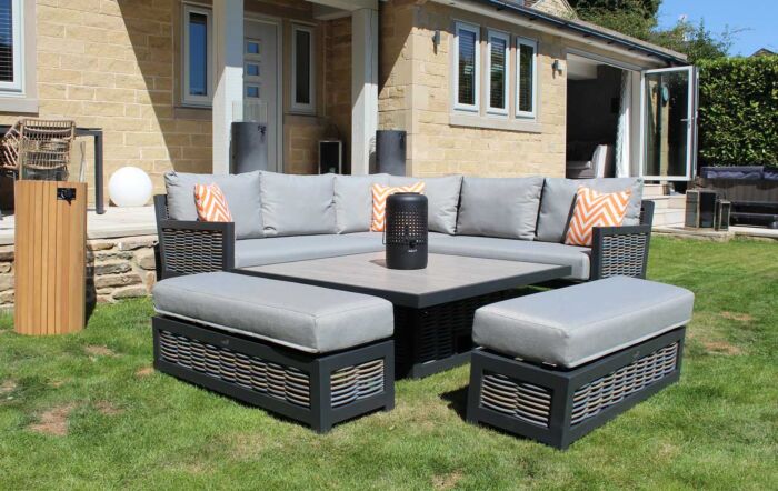 Bramblecrest Portofino Square Corner Sofa Set with Adjustable Ceramic Table-X21APTSCDT8