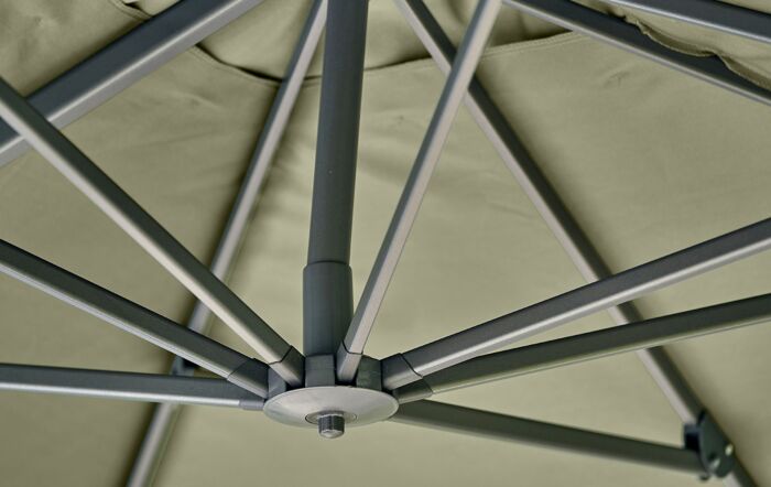 Pacific Lifestyle Challenger Premium T2 3.5m x 2.6m Lush Green Cantilever Parasol With 90kg Wheeled Base-18-193-LU & 18-125-2