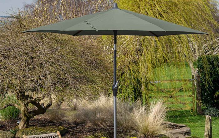 Riva 2.5m Round Parasol with 25kg Base - Olive-18-205-25 18-118-OL