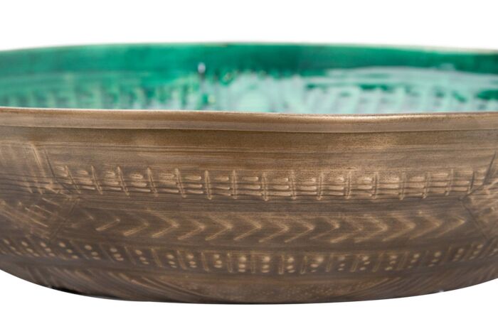 Hill&#x20;Interiors&#x20;Aztec&#x20;Collection&#x20;Brass&#x20;Embossed&#x20;Ceramic&#x20;Large&#x20;Bowl-21087&#x20;1