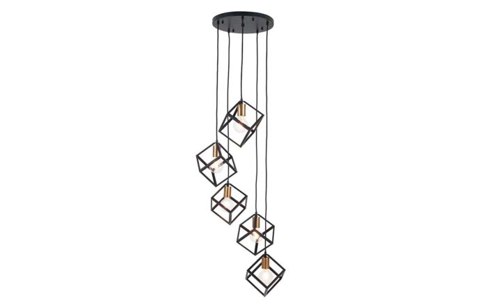 Pacific&#x20;Lifestyle&#x20;Alessio&#x20;Matt&#x20;Black&#x20;Metal&#x20;Five&#x20;Cube&#x20;Pendant-35-306&#x20;1