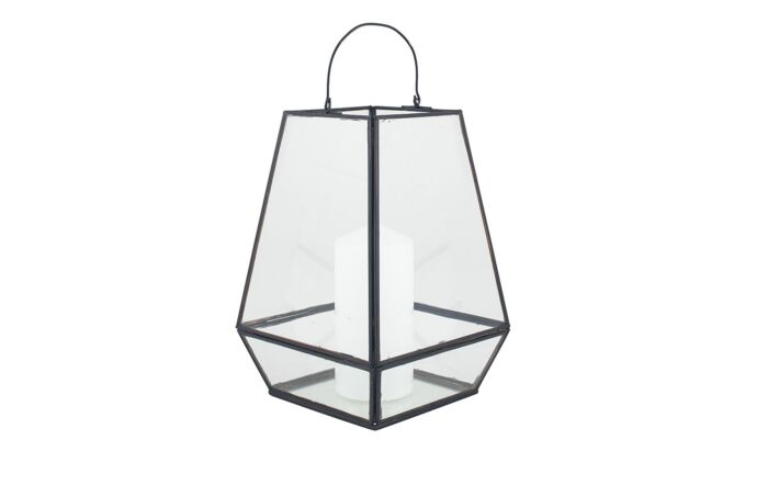 Pacific&#x20;Lifestyle&#x20;Matt&#x20;Black&#x20;Metal&#x20;&amp;&#x20;Clear&#x20;Glass&#x20;Geo&#x20;Lantern-70-605-MB&#x20;1
