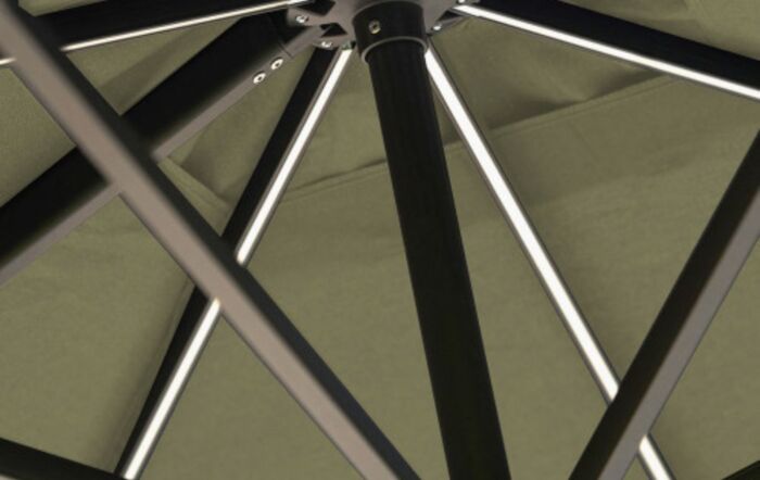 Pacific Lifestyle Glow Challenger T2 3m Square Lush Green Free Arm Parasol With 90kg Wheeled Base-18-190-LU & 18-125