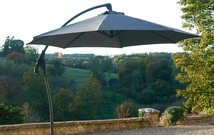 Bramblecrest Gloucester 3M Round Grey Parasol - includes FREE COVER-X20PP30R1