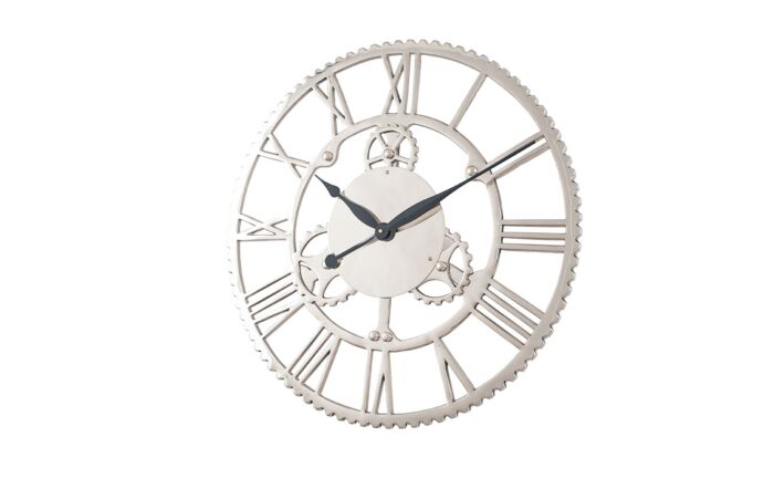 Pacific Lifestyle Shiny Nickel Cog Design Round Clock Large-75-206