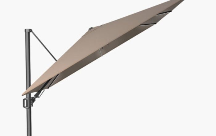 Pacific Lifestyle Glow Challenger T2 3m Square Havana Taupe Free Arm Parasol With 90kg Wheeled Base-18-190-HV & 18-125