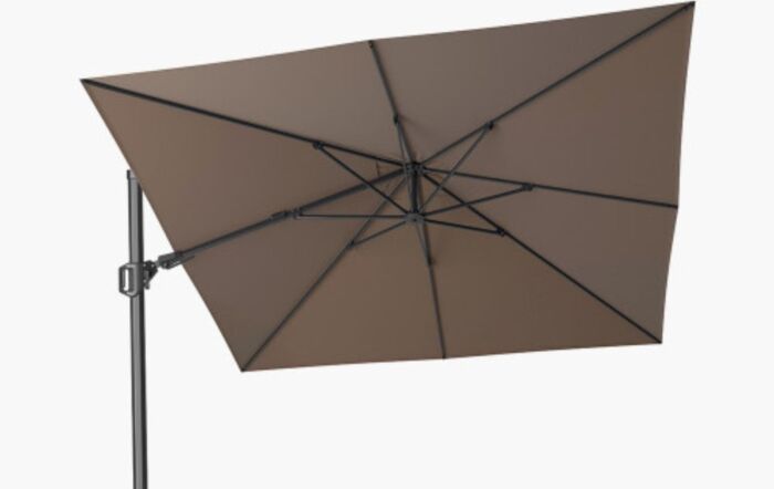 Pacific Lifestyle Challenger T2 3m Square Havana Taupe Cantilever Parasol with 90kg Wheeled Base-18-193-HV & 18-125