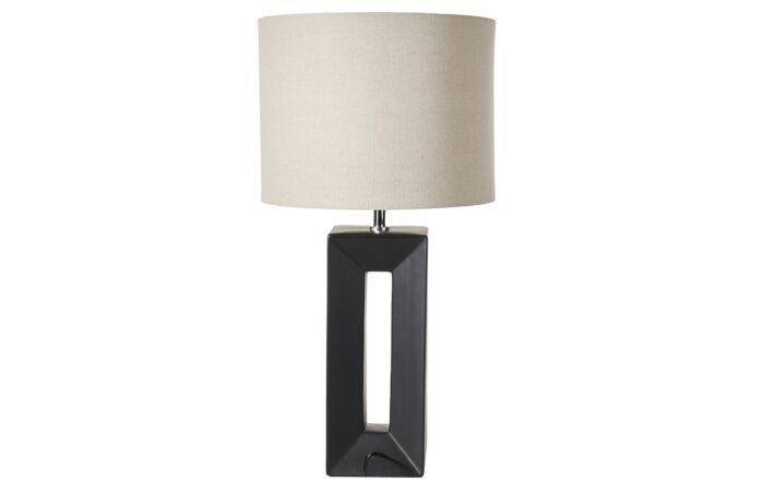 Pacific Lifestyle Block Black Ceramic Tall Table Lamp-30-934-C
