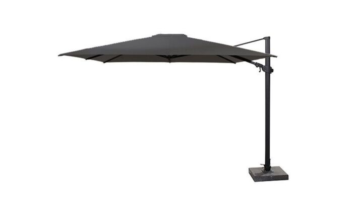 4 Seasons Outdoor Siesta Premium 3m Square Parasol with 125kg Siesta Granite Grey Base With Wheels - Charcoal-08559