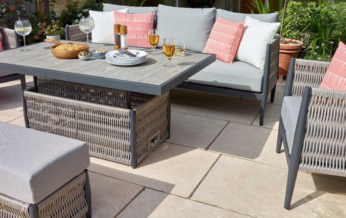 Bramblecrest Mauritius 3 Seat Sofa Set with Rectangle Adjustable Table - Grey-X23AMACDTS1