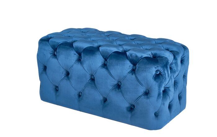 Pacific Lifestyle Seraphina Sapphire Blue Velvet Buttoned Rectangular Ottoman-15-294-SB