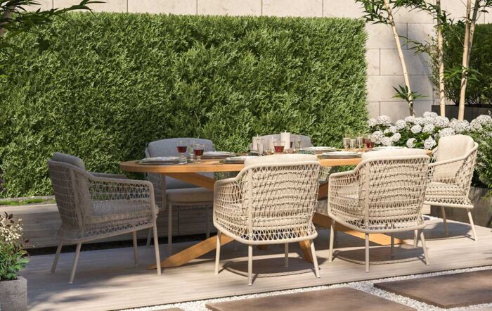 4 Seasons Outdoor Puccini 6 Seat Garden Dining Set With Prado Ellipse Table-213935/91602/91601