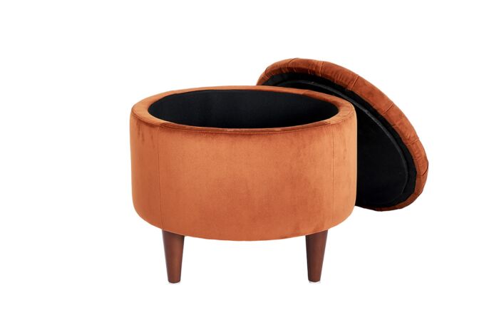 Pacific Lifestyle Alena Tobacco Velvet Buttoned Pouffe with Storage-15-292-TO