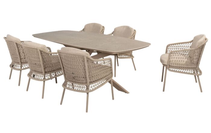 4 Seasons Outdoor Puccini 6 Seat Garden Dining Set With Prado Ellipse Table-213935/91602/91601