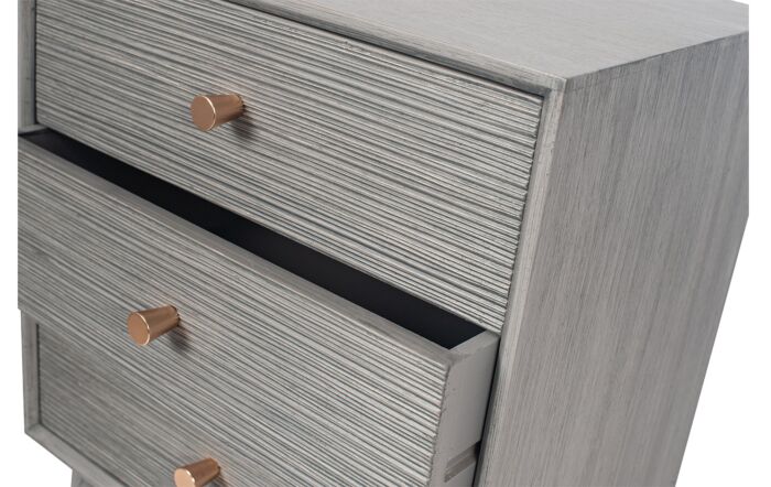 Pacific Lifestyle Chaya Dark Grey Pine Wood 3 Drawer Bedside Table-76-452-DG