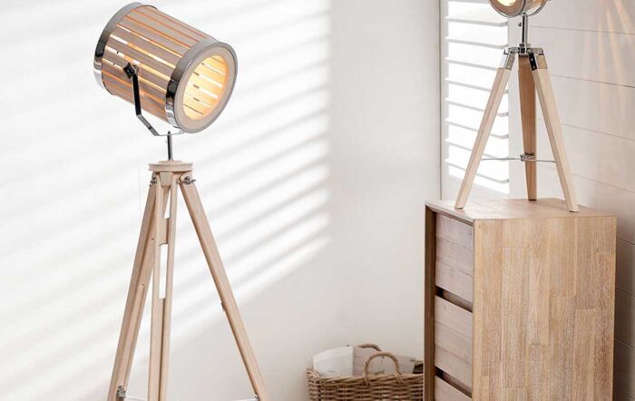 Pacific Lifestyle Staithes Natural & Silver Marine Tripod Floor Lamp-32-155-K