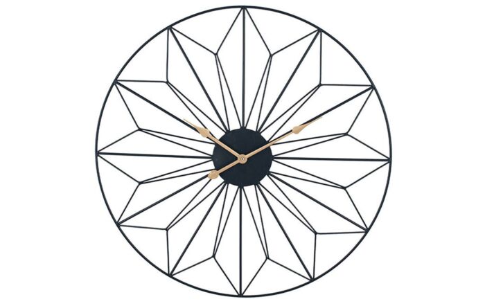 Pacific Lifestyle Black and Gold Metal Geo Design Round Wall Clock-75-211