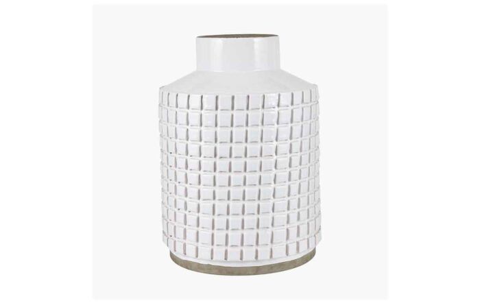 Pacific Lifestyle Malone Textured White Square Stoneware Vase-70-653