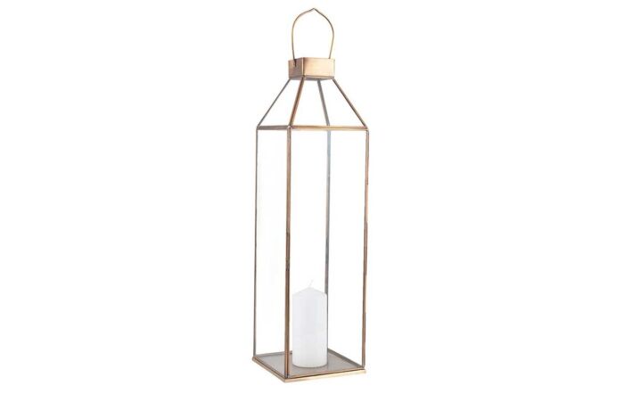 Pacific Lifestyle Shiny Brass Metal & Glass Square Large Lantern-70-576-SB-L