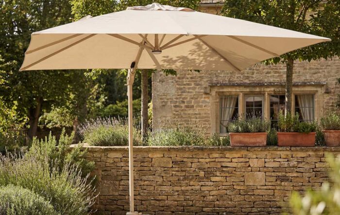 Bramblecrest Truro 3m Square LED Cantilever Parasol with Granite Base and FREE Cover - Mocha-X26SPT03