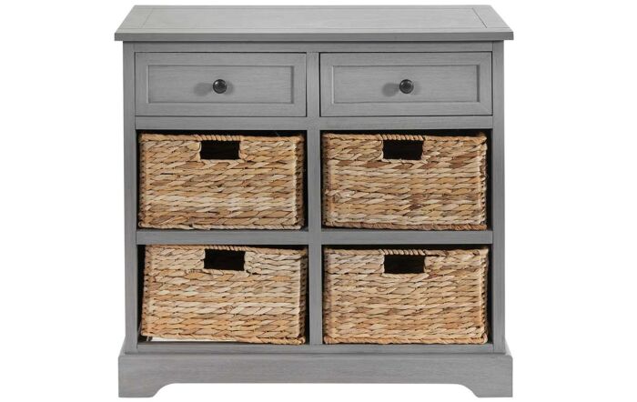 Pacific Lifestyle Devonshire Grey Wood 2 Drawer 4 Basket Unit-76-524