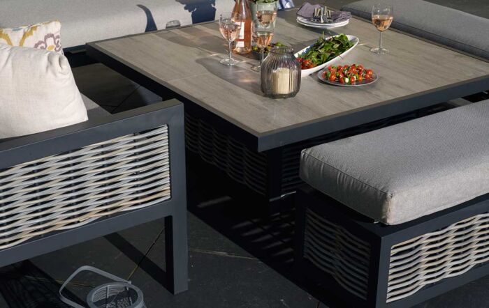 Bramblecrest Portofino Square Corner Sofa Set with Adjustable Ceramic Table-X21APTSCDT8