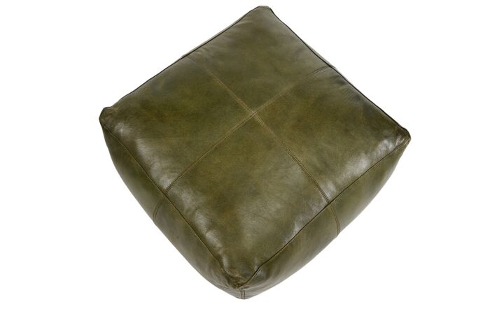 Pacific Lifestyle Matteo Sage Green Leather Square Pouffe-15-277-SAG