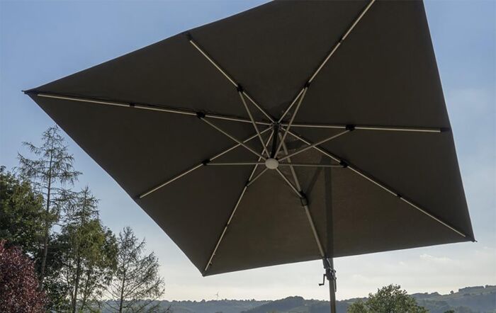 Bramblecrest Truro 3M Square LED Grey Parasol inc Granite Base - FREE cover-X18PG30Q03