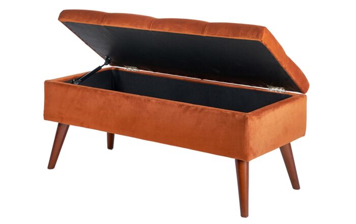 Pacific Lifestyle Pelagia Tobacco Velvet Buttoned Bench with Storage-15-293-TO