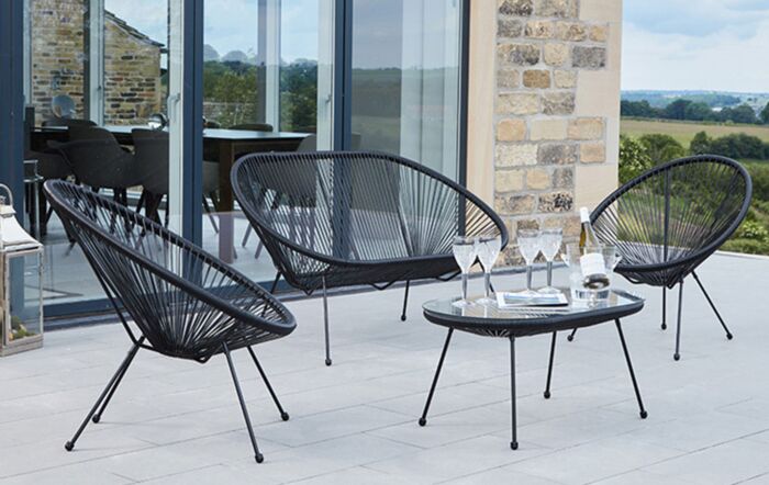 Pacific Lifestyle Rio 4 Piece Garden Set-Black-18-269-BK