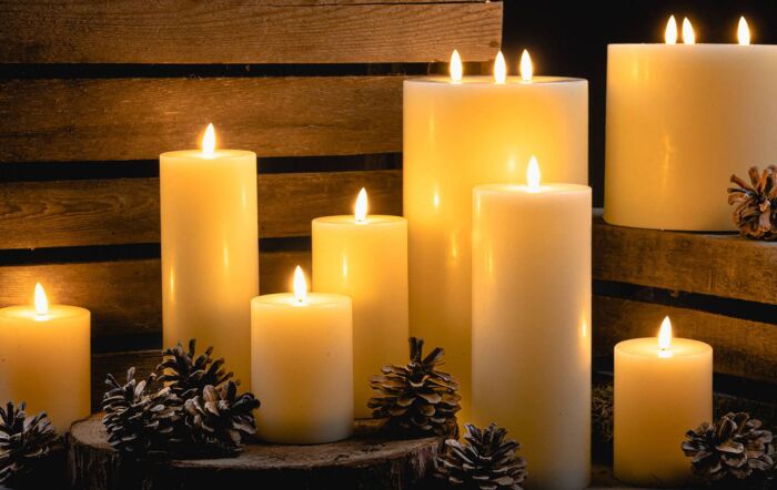 Hill Interiors Luxe Collection Natural Glow 6 x 12 LED Ivory Candle Set Of 2-19999