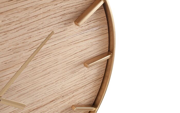 Pacific&#x20;Lifestyle&#x20;Gold&#x20;Metal&#x20;and&#x20;Natural&#x20;Wood&#x20;Round&#x20;Wall&#x20;Clock-75-209&#x20;1