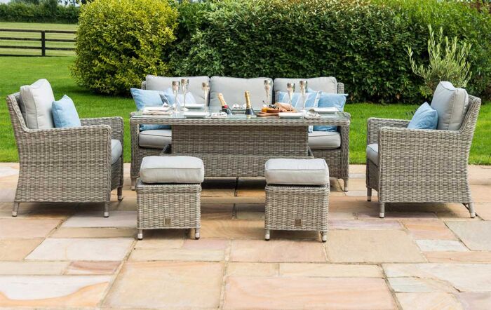 Maze Oxford Rattan Adjustable Garden Sofa Dining Set - Grey