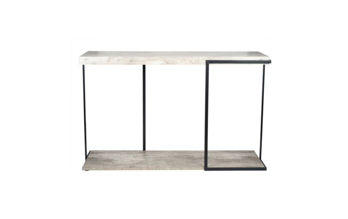 Pacific Lifestyle Concrete Effect and Black Iron Console Table-76-387
