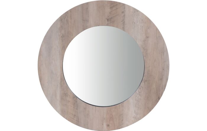 Pacific Lifestyle Brown Wood Veneer Round Wall Mirror-73-105