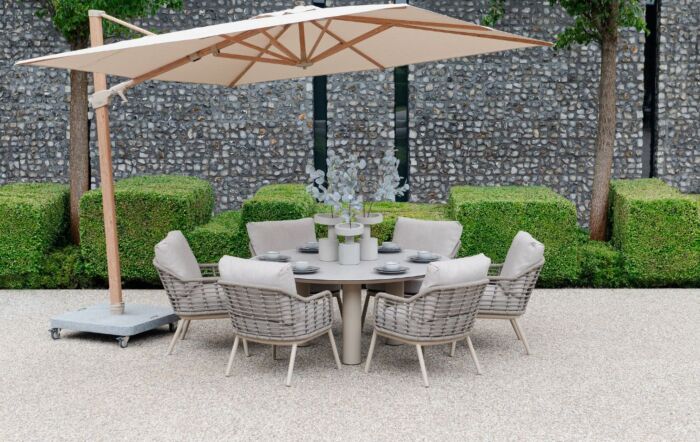 4 Seasons Outdoor Puglia 6 Seat Round Low Dining Set-91624/91628