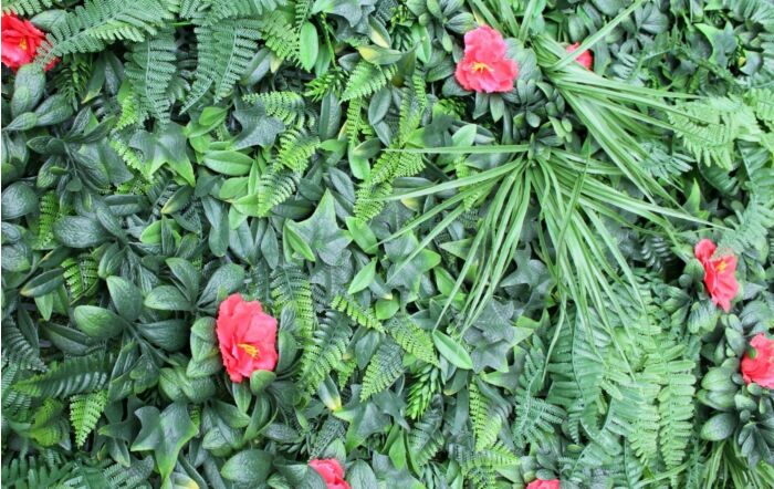 Wonder-Wal Artificial Wall Shutter Grass With Hibiscus-1m x 1m-YOJ-833H-1m x 1m