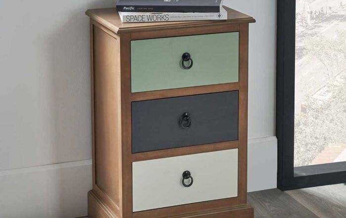 Pacific Lifestyle Loft Pine Wood Sage Multicoloured 3 drawer Unit-76-530
