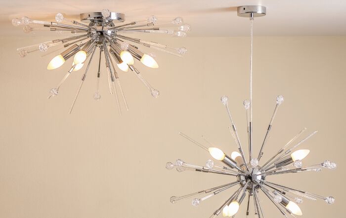 Pacific Lifestyle Galina Silver and Clear Acrylic Sputnik Semi-Flush Pendant-35-342
