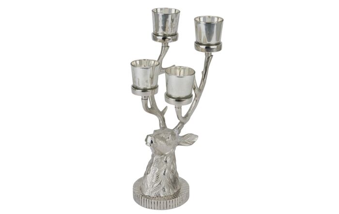 Hill&#x20;Interiors&#x20;Silver&#x20;Stag&#x20;Four&#x20;Tealight&#x20;Holder-22218&#x20;1