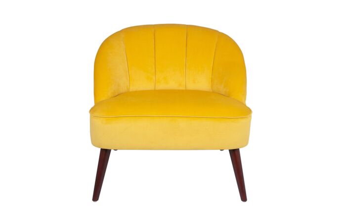 Pacific Lifestyle Ochre Velvet Chair with Walnut Effect Leg