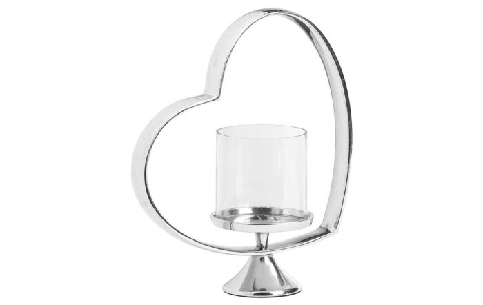 Hill Interiors Heart Shaped Nickel Plated Candle Holder-21399