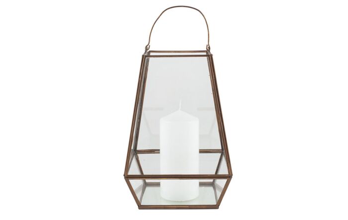 Pacific Lifestyle Antique Brass Metal & Clear Glass Geo Lantern-70-605-AB