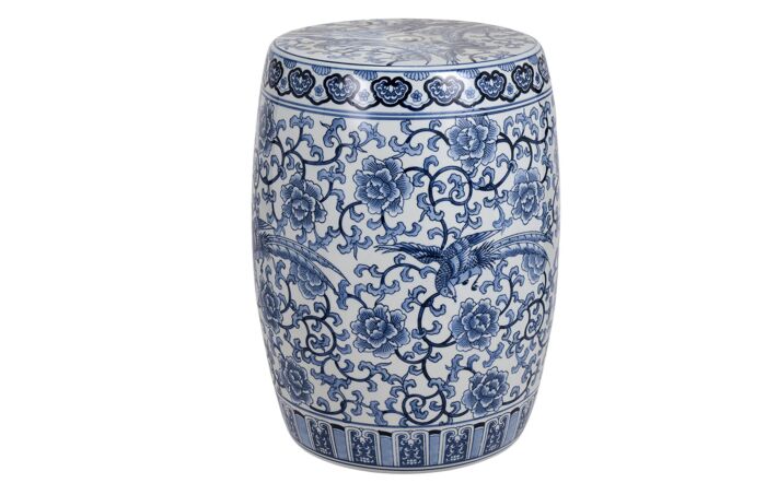 Pacific Lifestyle Matilde Blue and White Floral Ceramic Stool-76-556