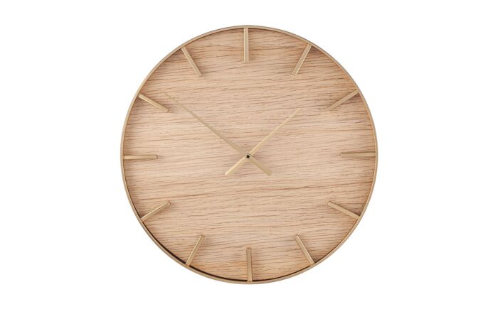 Pacific Lifestyle Gold Metal and Natural Wood Round Wall Clock-75-209
