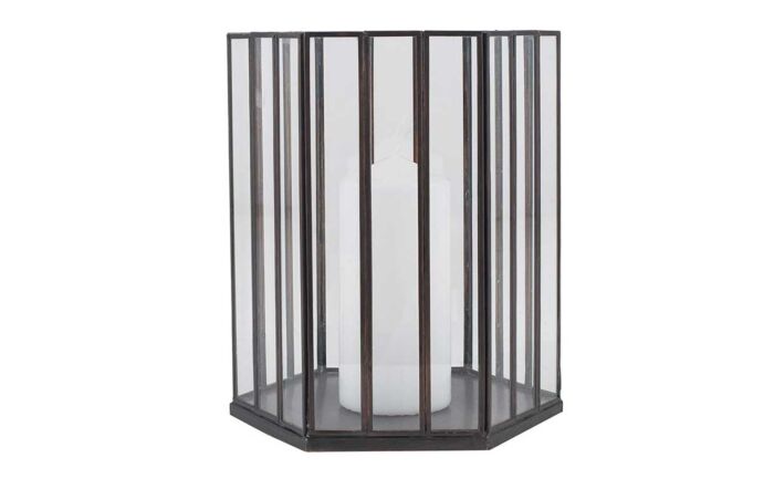 Pacific Lifestyle Antique Brass Metal & Glass Hexagonal Small Lantern-70-578-AB-S