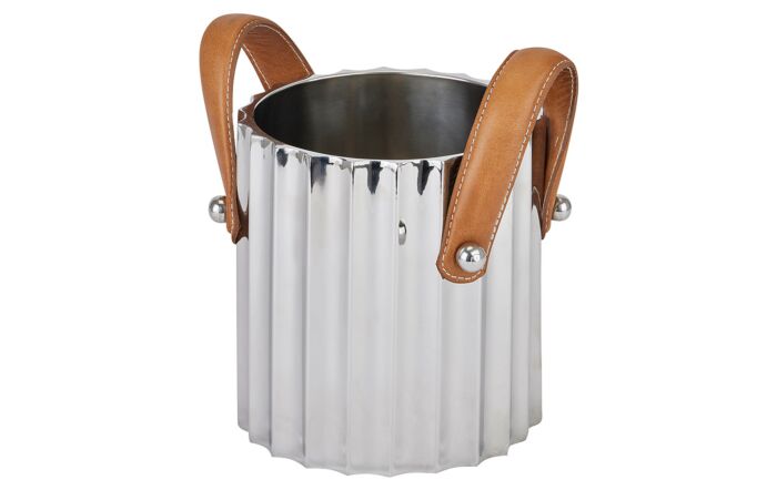 Hill Interiors Silver Fluted Leather Handled Single Champagne Cooler-22568