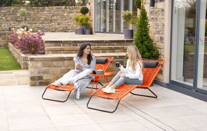 Pacific Lifestyle Orange PU Rio Set of 2 Sun Loungers-18-270-OR