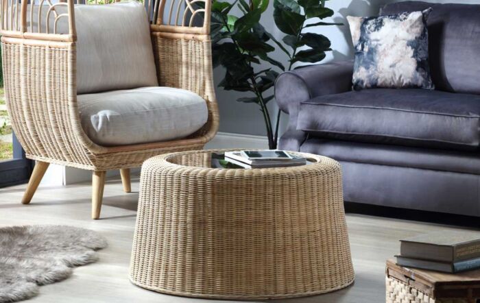 Natural Woven Rattan Round Coffee Table-303310