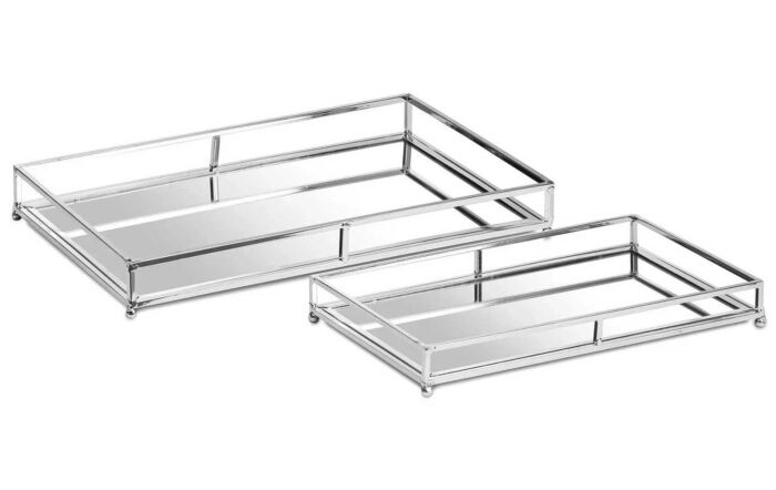Hill Interiors Set Of Two Rectangular Silver Bar Trays-20524